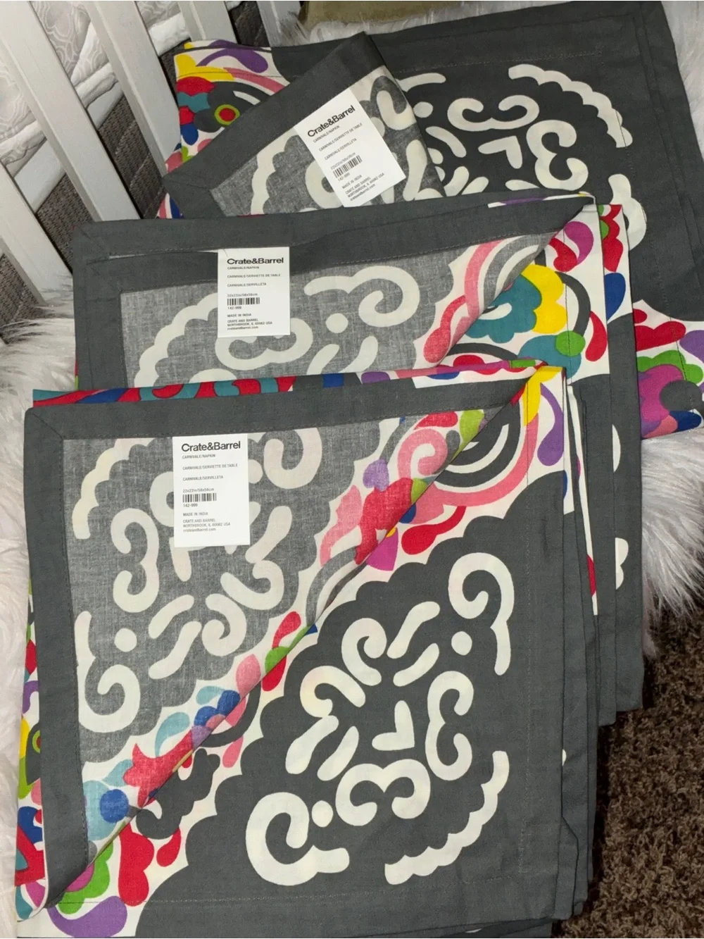 Like New Crate & Barrel Carnival Napkins set of 12